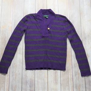 Lauren Ralph Lauren Striped Cowl Sweater M